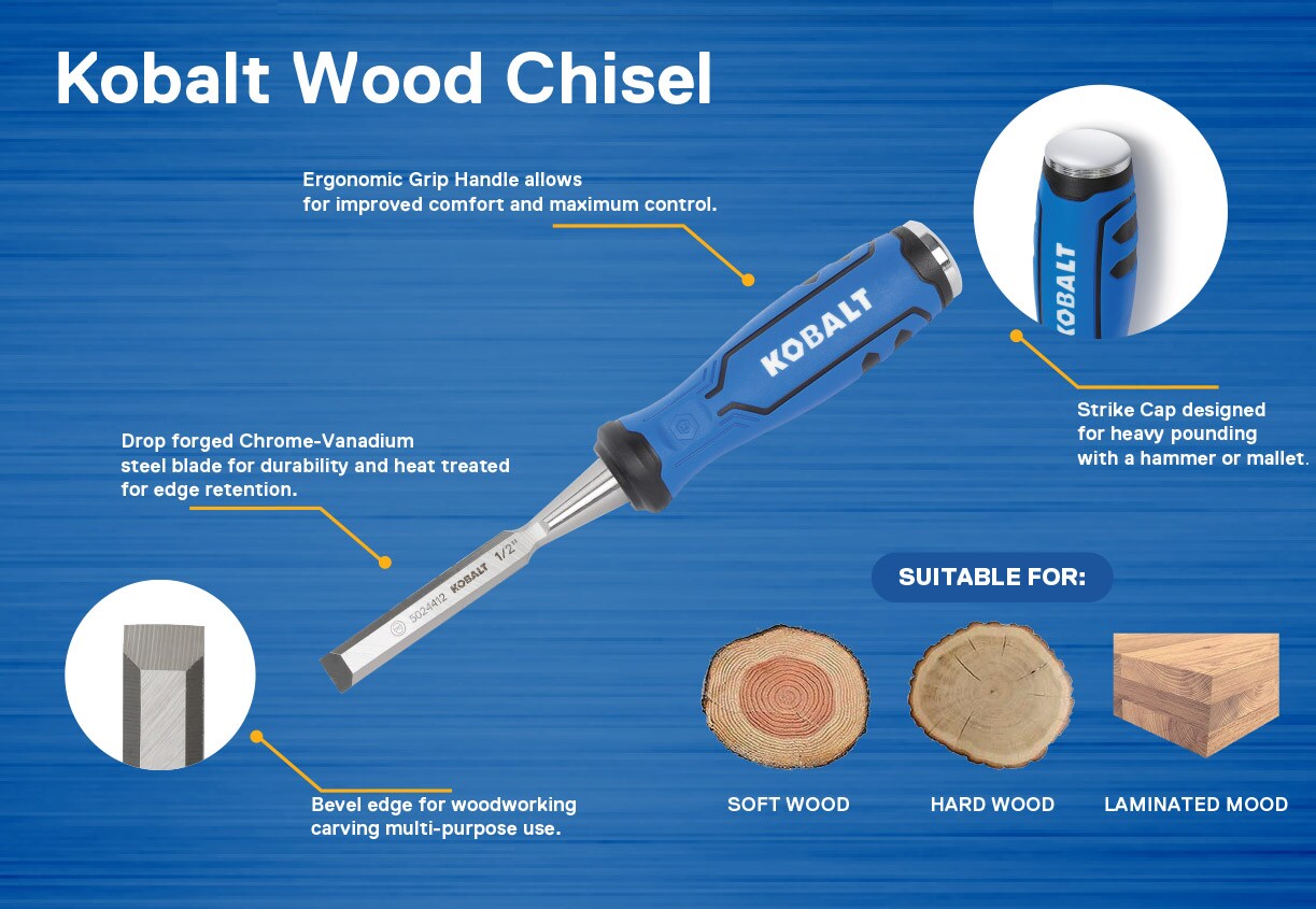 Kobalt 3-Pack Woodworking Chisels Set in the Chisel Sets